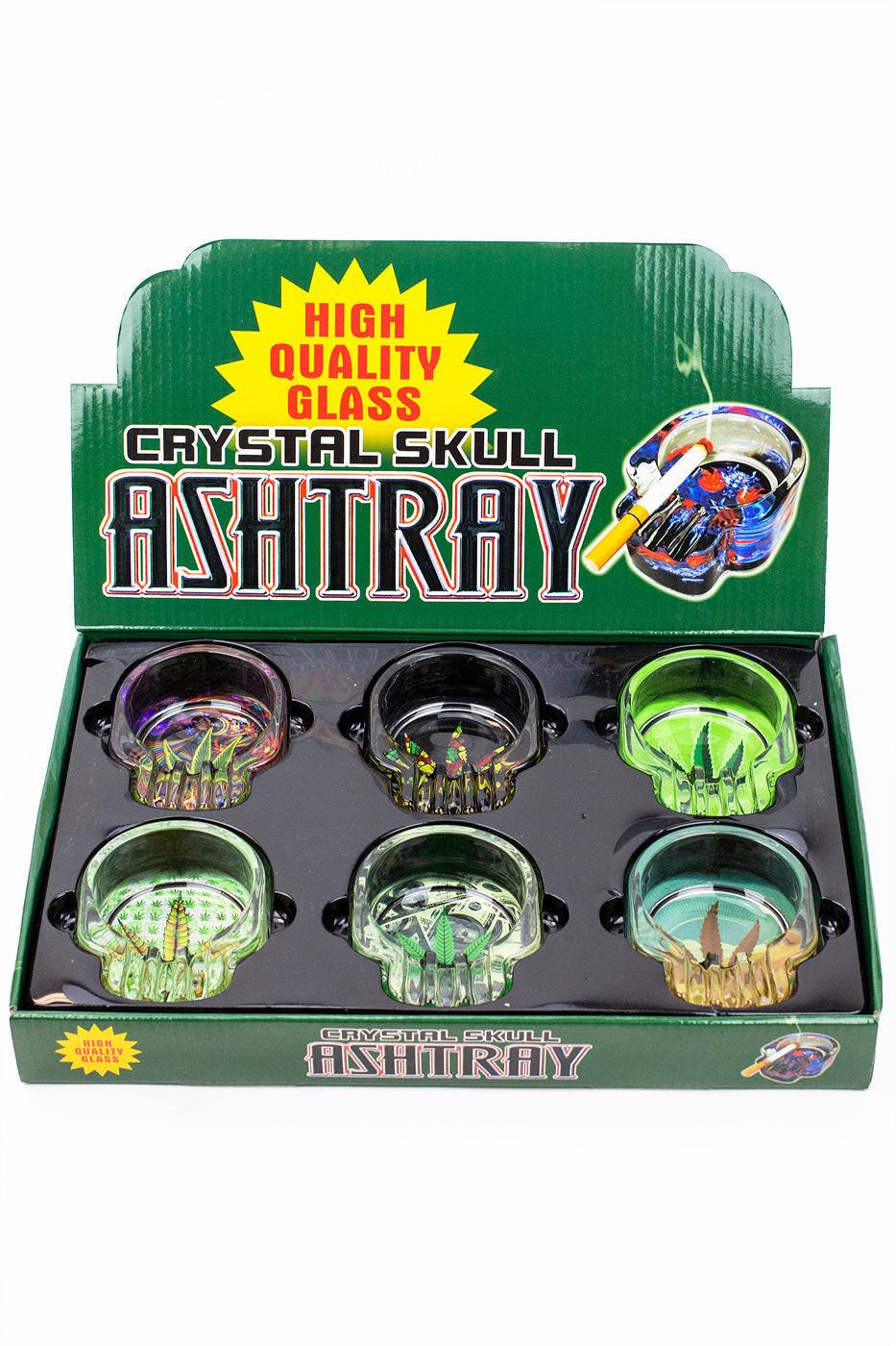 Skull shape glass ashtray Box of 6