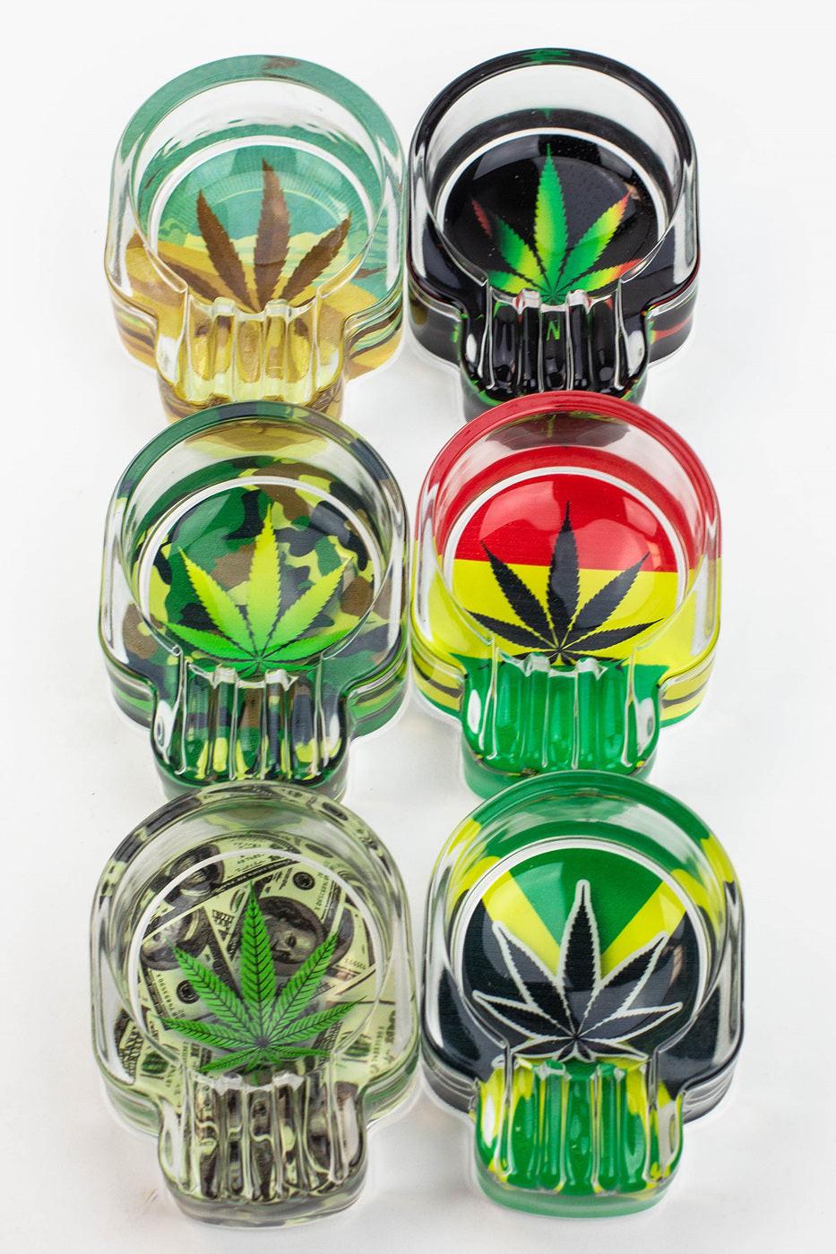 Skull shape glass ashtray Box of 6