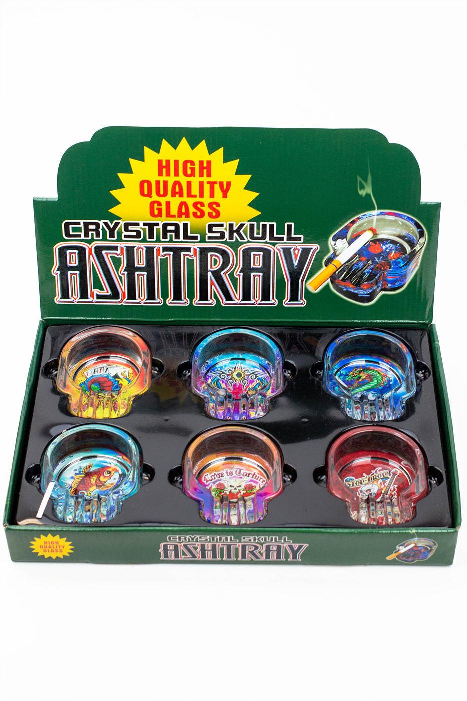 Skull shape glass ashtray Box of 6