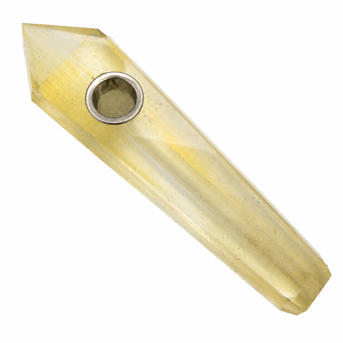 Acid Secs | Clear with Blue and Yellow Inclusions Quartz Crystal Pipe with Choke Main image