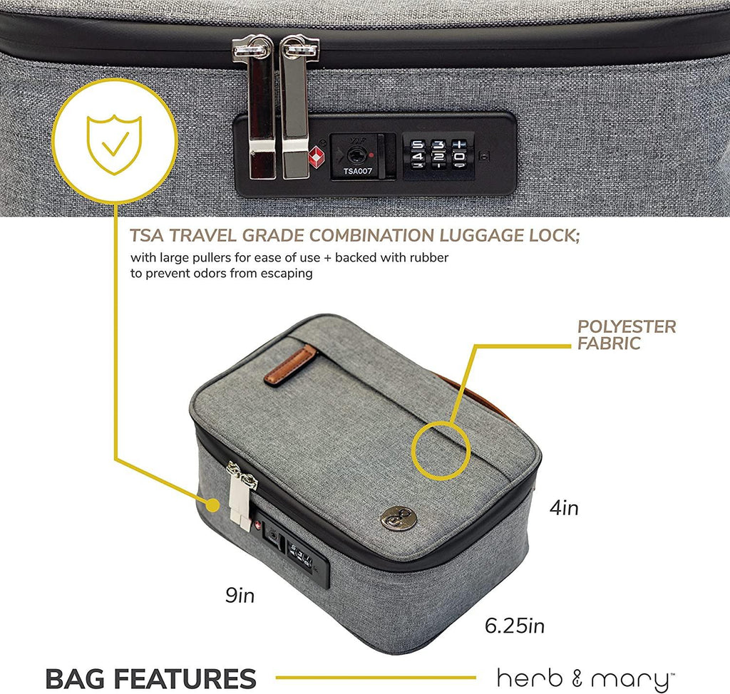 Herb & Mary | Smell Proof Accessories Storage Stash Case w/Integrated Combo Lock (Medium)