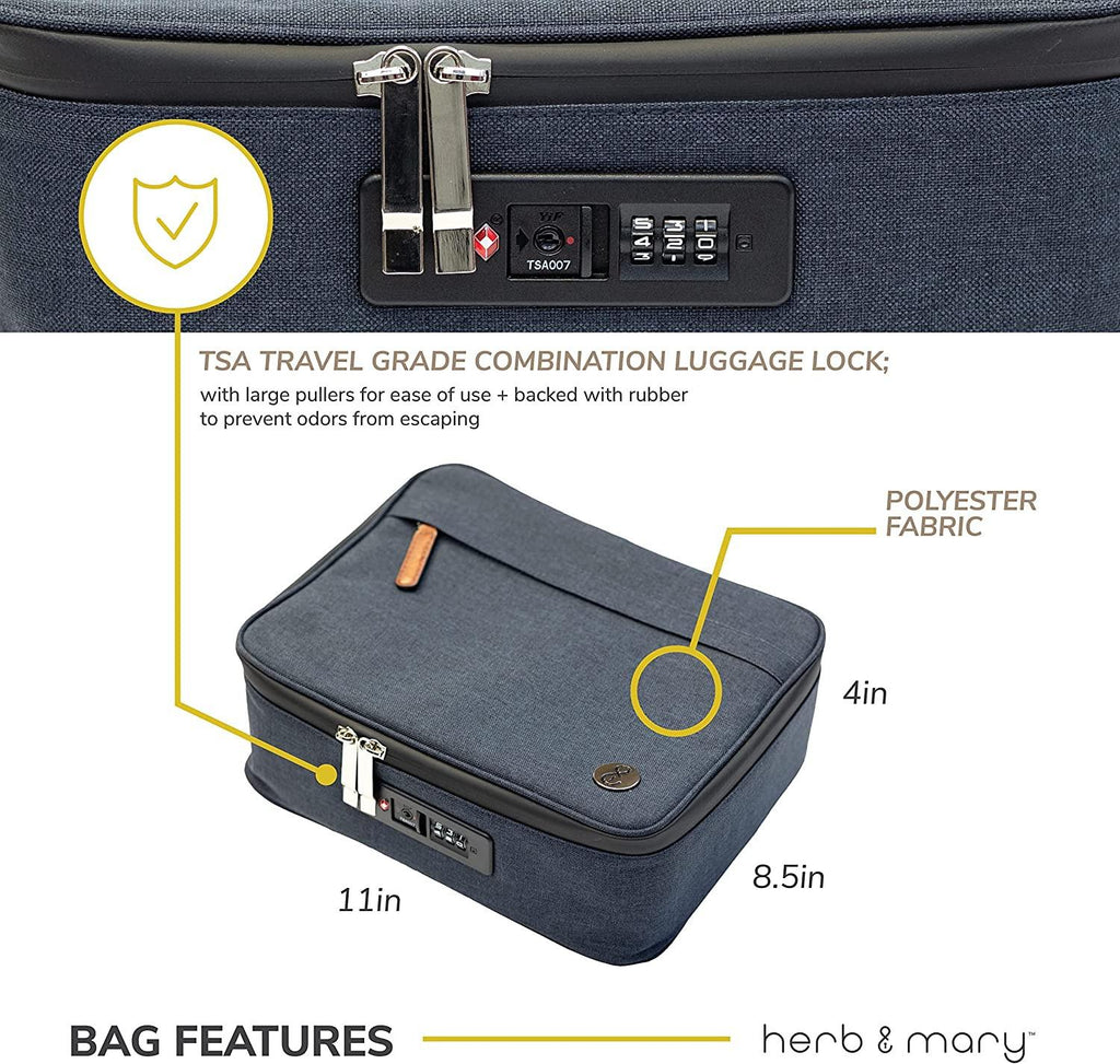 Herb & Mary | Smell Proof Accessories Storage Stash Case w/Integrated Combo Lock (Large)