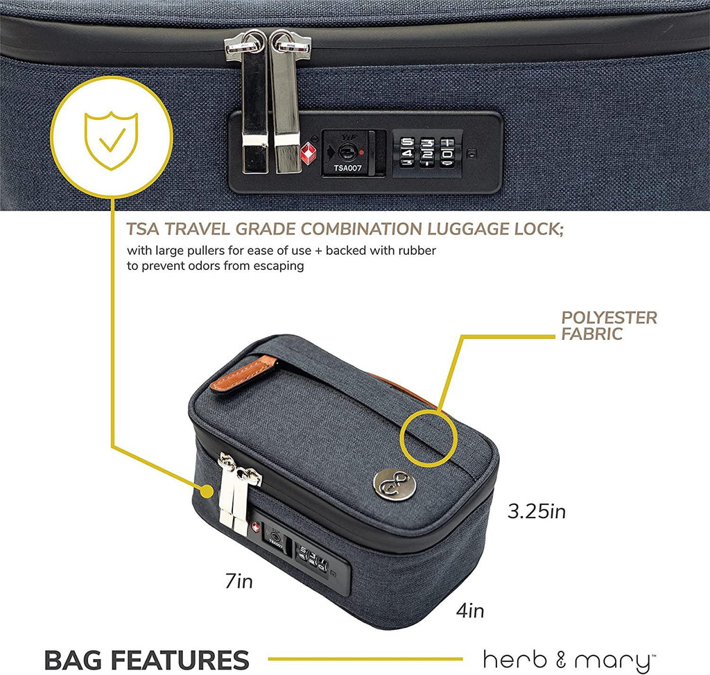 Herb & Mary | Smell Proof Accessories Storage Stash Case w/Integrated Combo Lock (Small)