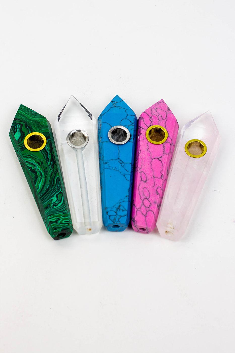 Acid Secs - Crystal Stone Smoking Pipe with choke hole
