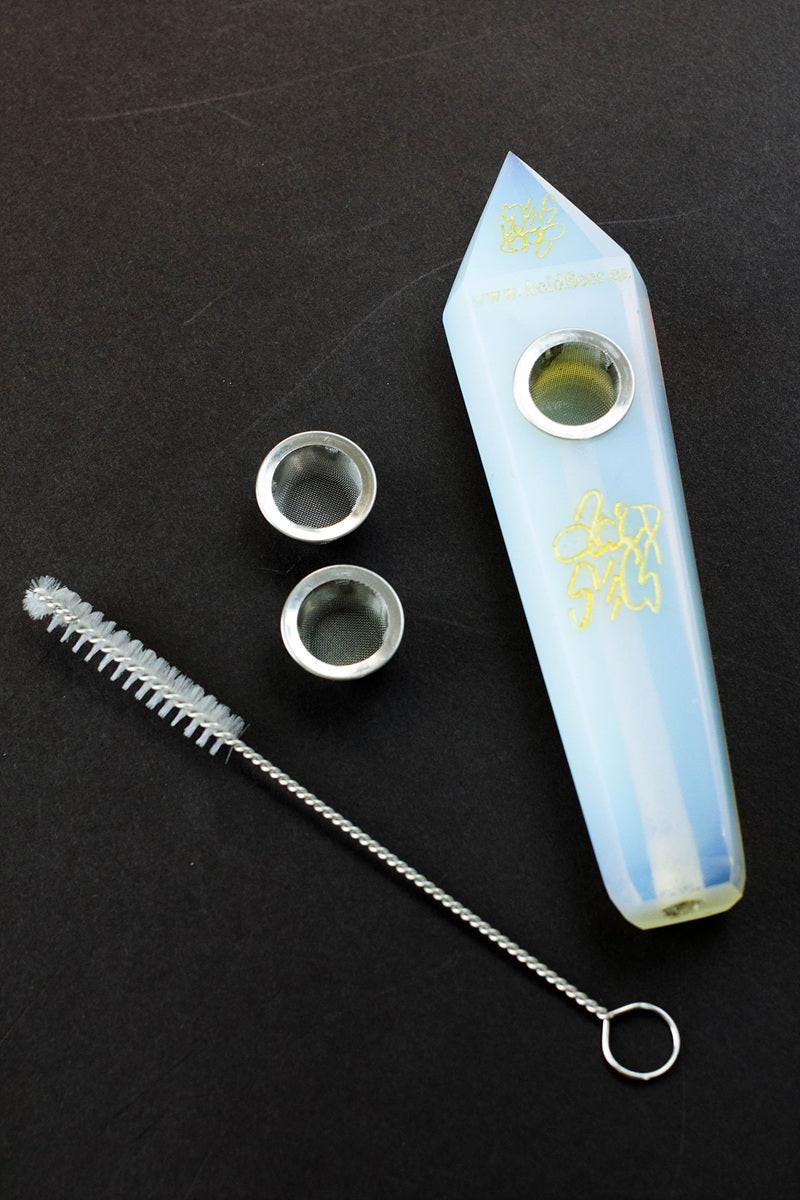 Acid Secs - Golden Engraved Opal Smoking Pipe Secondary image