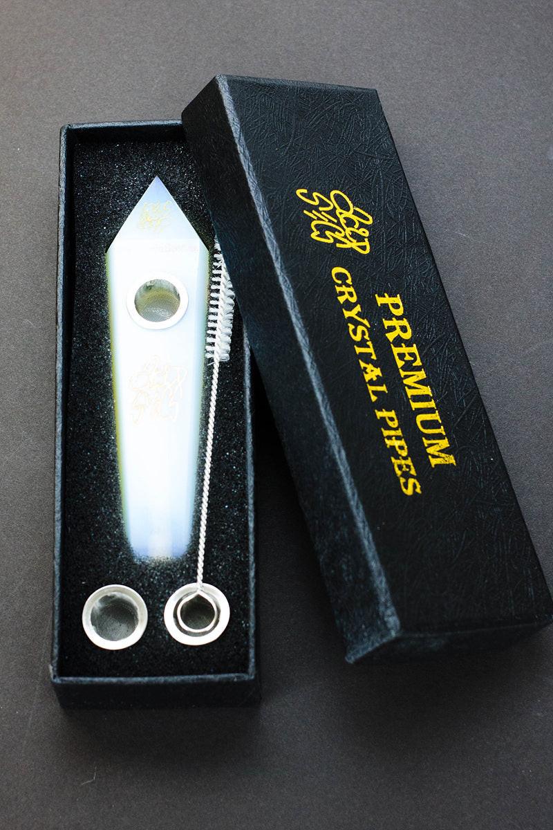 Acid Secs - Golden Engraved Opal Smoking Pipe