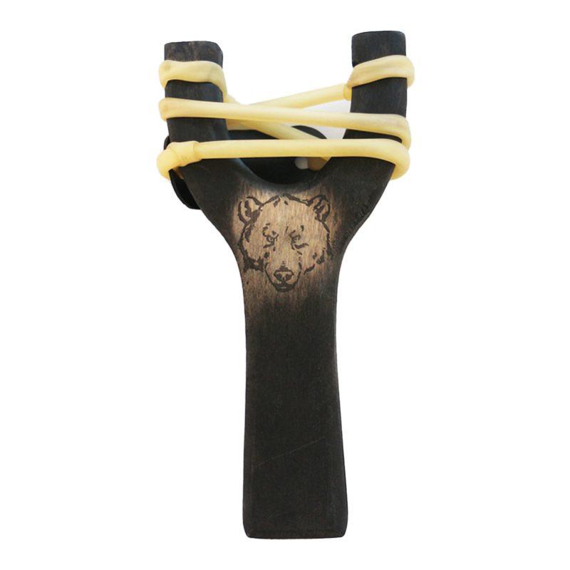 Slingshot bear head wooden decoration, hand crafted [CD-4520] Main image