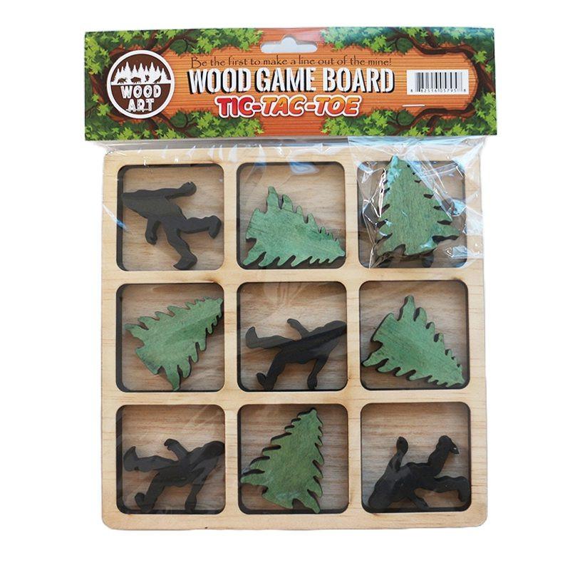 Wood Black Big foot & Pine tree Tic Tac Toe Game, Hand Crafted [CD-4528] Main image