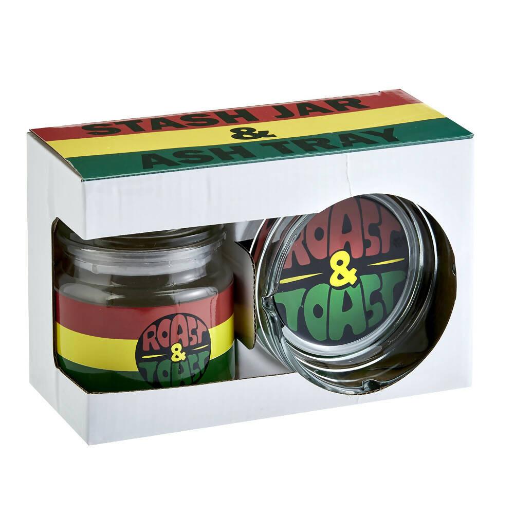 ASHTRAY SET WITH STASH JAR - VINTAGE ROAST & TOAST