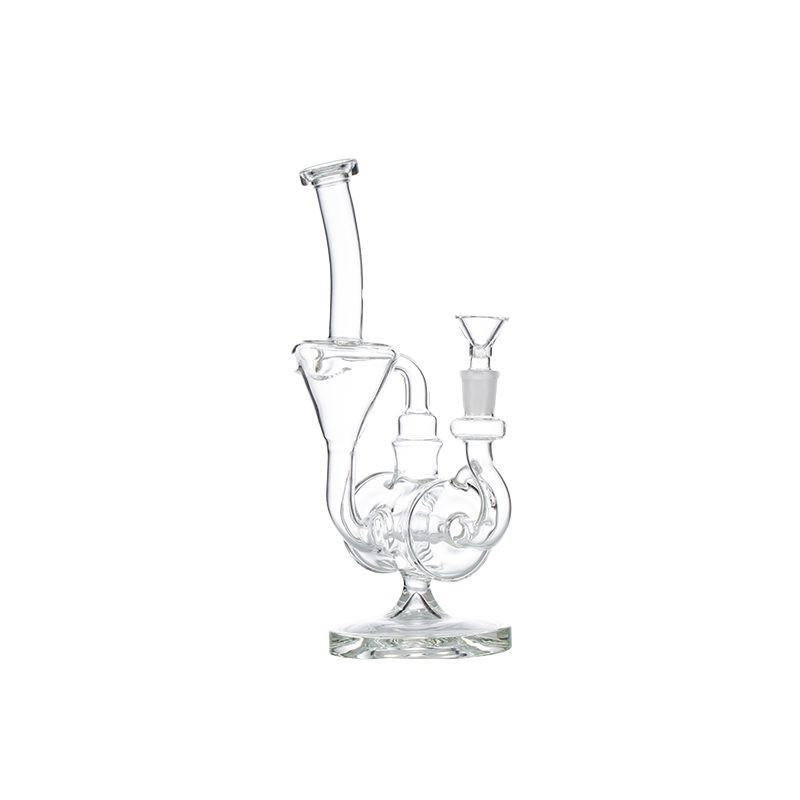 11″ Clear Recycler Glass Bong with inline diffuser [C8032]