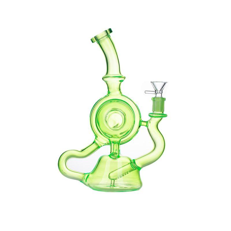 11″ Slim Green Recycler Glass Bong [C8033] Secondary image