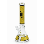 Infyniti | 14" Feather Print beaker 7 mm glass bong [GP1735]