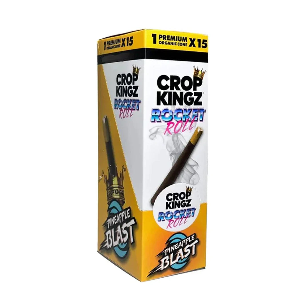 Crop Kingz | Rocket Rolls – Pre-Rolled Hemp Cones with Edible Candy Tip (15 Packs / Box). Main image