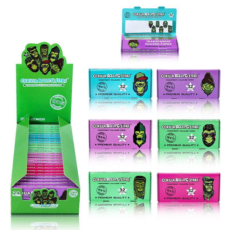 GORILLA ROLLING STARS 1 1/4 Size Transparent Cellulose Rolling Papers with Rolling Tips [GRS-009] Secondary image
