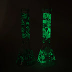 14" 7mm Thick Glass Water Bong – Glow in the Dark Beaker Bong