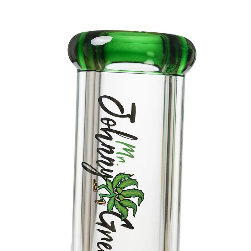 Johnny Green | 10″ 9mm Straight Tube with Grid Percolator Slide – Green (MJG-011)