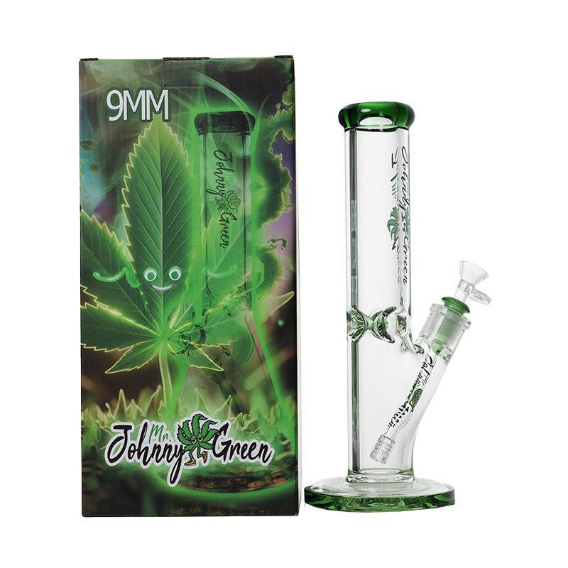 Johnny Green 12″ 9mm Straight Tube with Grid Percolator Slide – Green (MJG-012) Secondary image