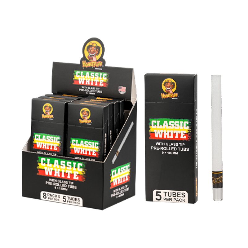 Honey Puff | Pre-Rolled Tubes with Glass Tip – Classic White (Box of 8) Main image