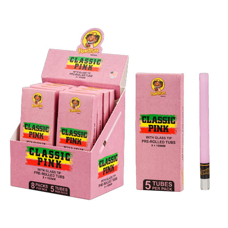 Honey Puff | Pre-Rolled Tubes with Glass Tip – Classic Pink  (Box of 8) Main image