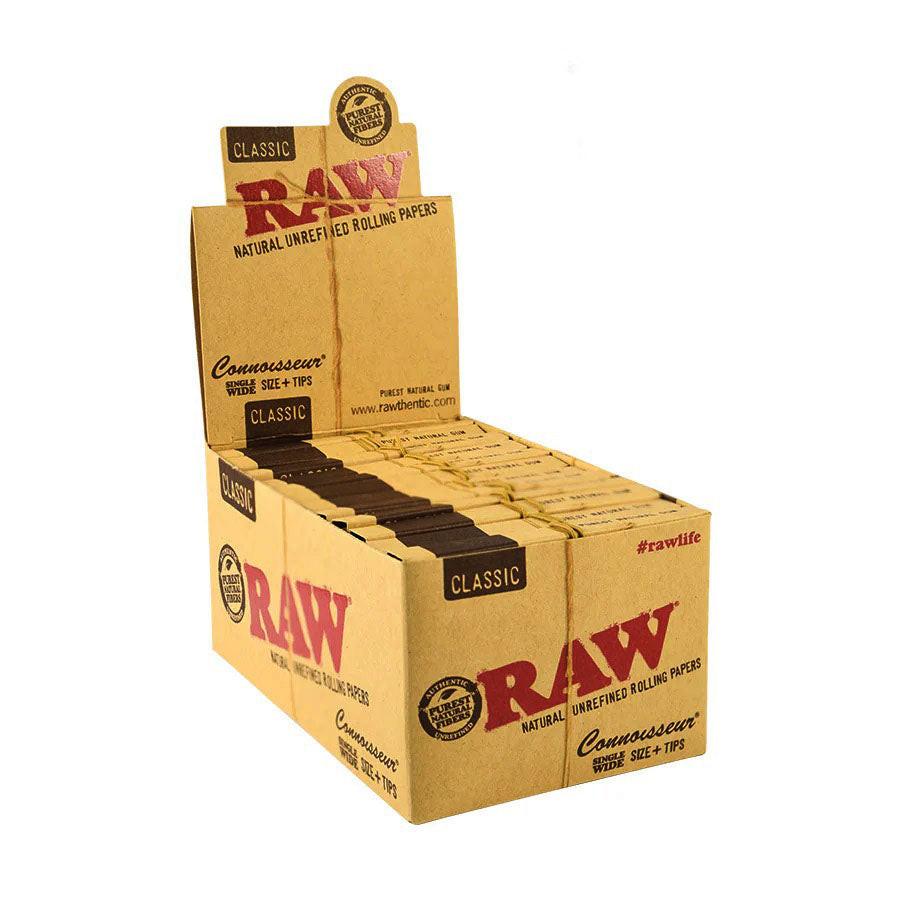 RAW | Classic Connoisseur Single wide Rolling Paper w/Tips Main image
