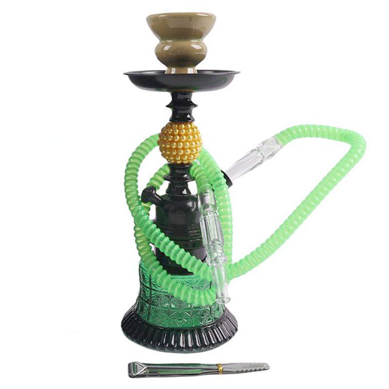 11" Hookah Single Hose,Golden Pearl Shape Green Color [SMKE-022] Main image