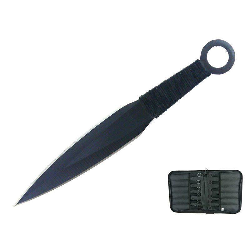 6" Throwing Knives with Black Handle & Sheath Set of 12 [T00046BBK-12] Main image