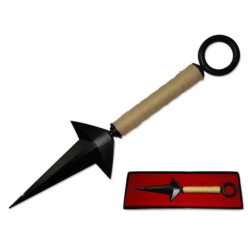 11″ Spikey Metal Solid Prism Shaped Kunai – Black [T00302] Main image