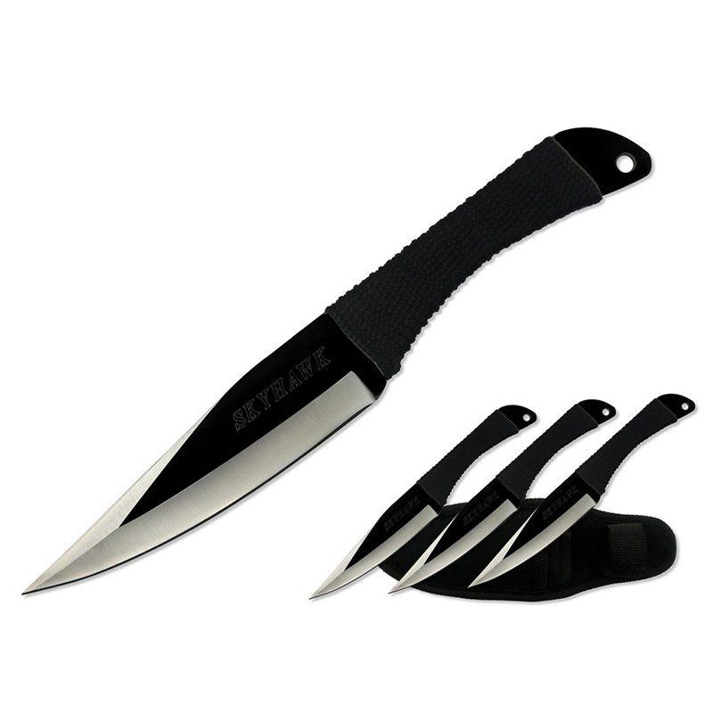 9″ Skyhawk Throwing Knives Two Tone Blade 3 Pcs Set – [T00603BK] Main image