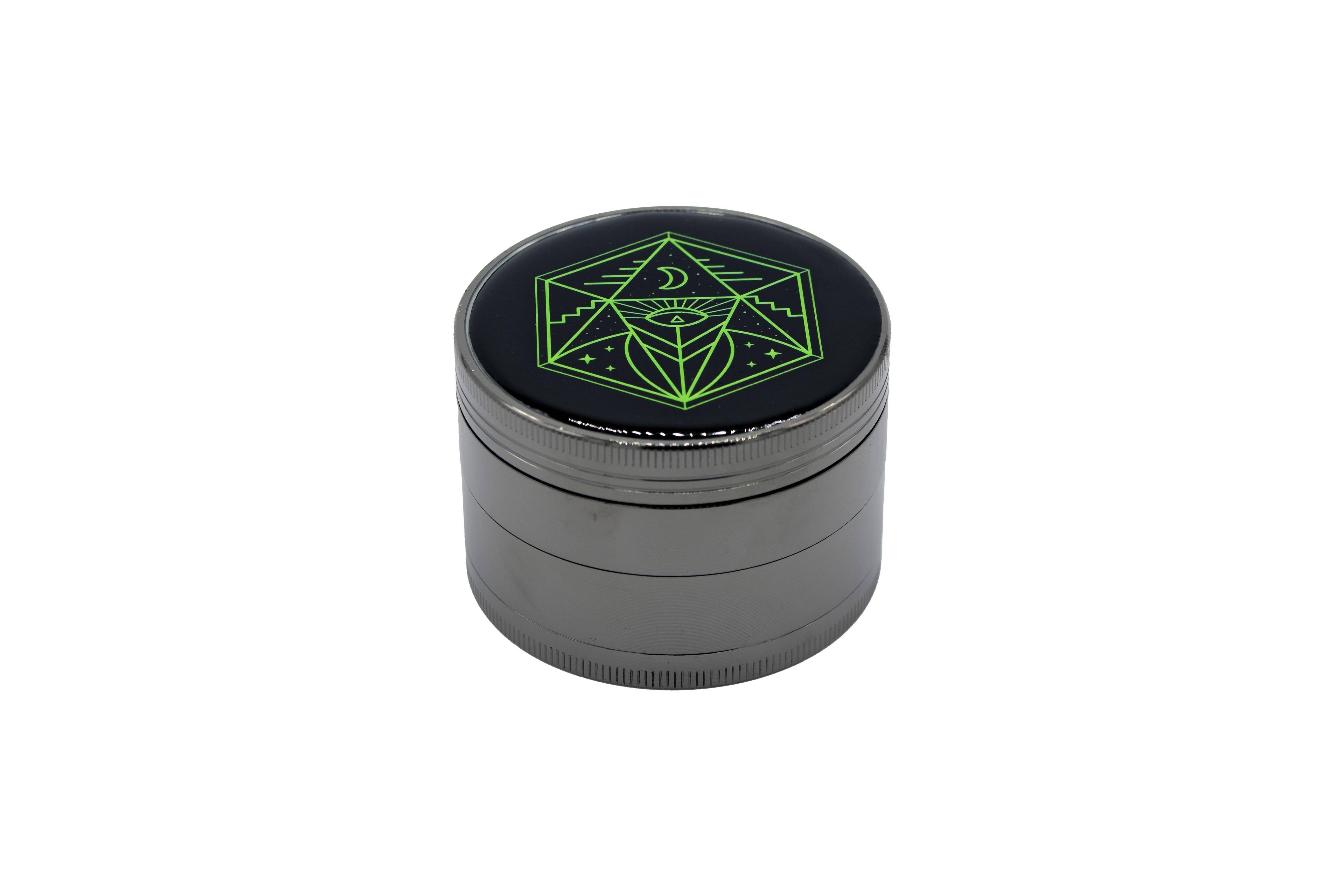 6.3 cm (2.5 inch) Spice Grinder, 4 Part, Vintage, Ancient Symbol Design, Magnetic Lid, Durable Zinc Alloy, Pollen Catcher - Leaf-Way Brand Accessories Secondary image