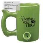 GREEN ROAST & TOAST PIPE MUG WITH BLACK PRINT