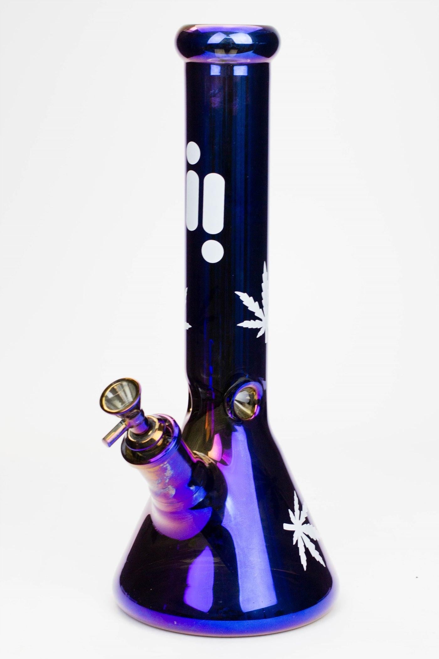14" Infyniti leaf 7 mm metallic glass water bong (GP1587)