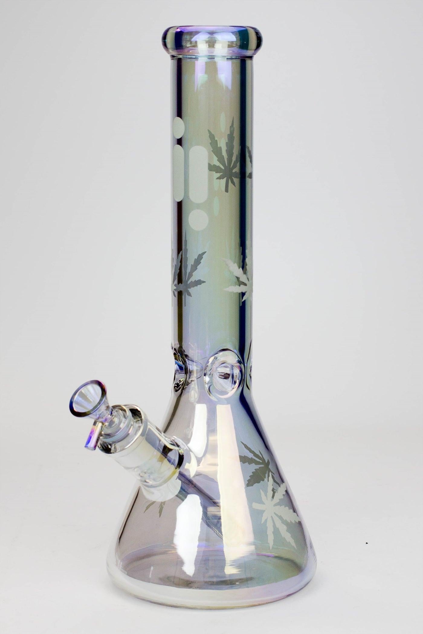 14" Infyniti leaf 7 mm metallic glass water bong (GP1587)