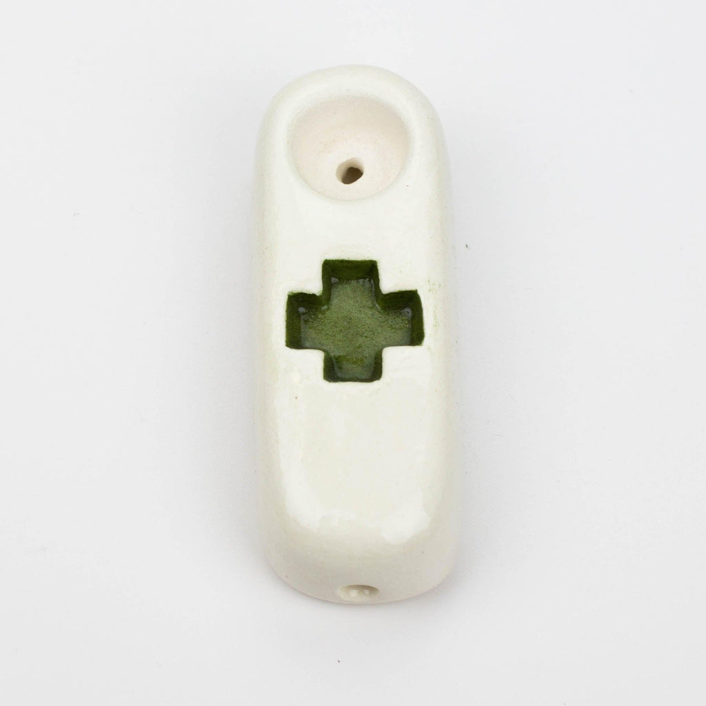 Handmade Ceramic Smoking Pipe [Green Cross]