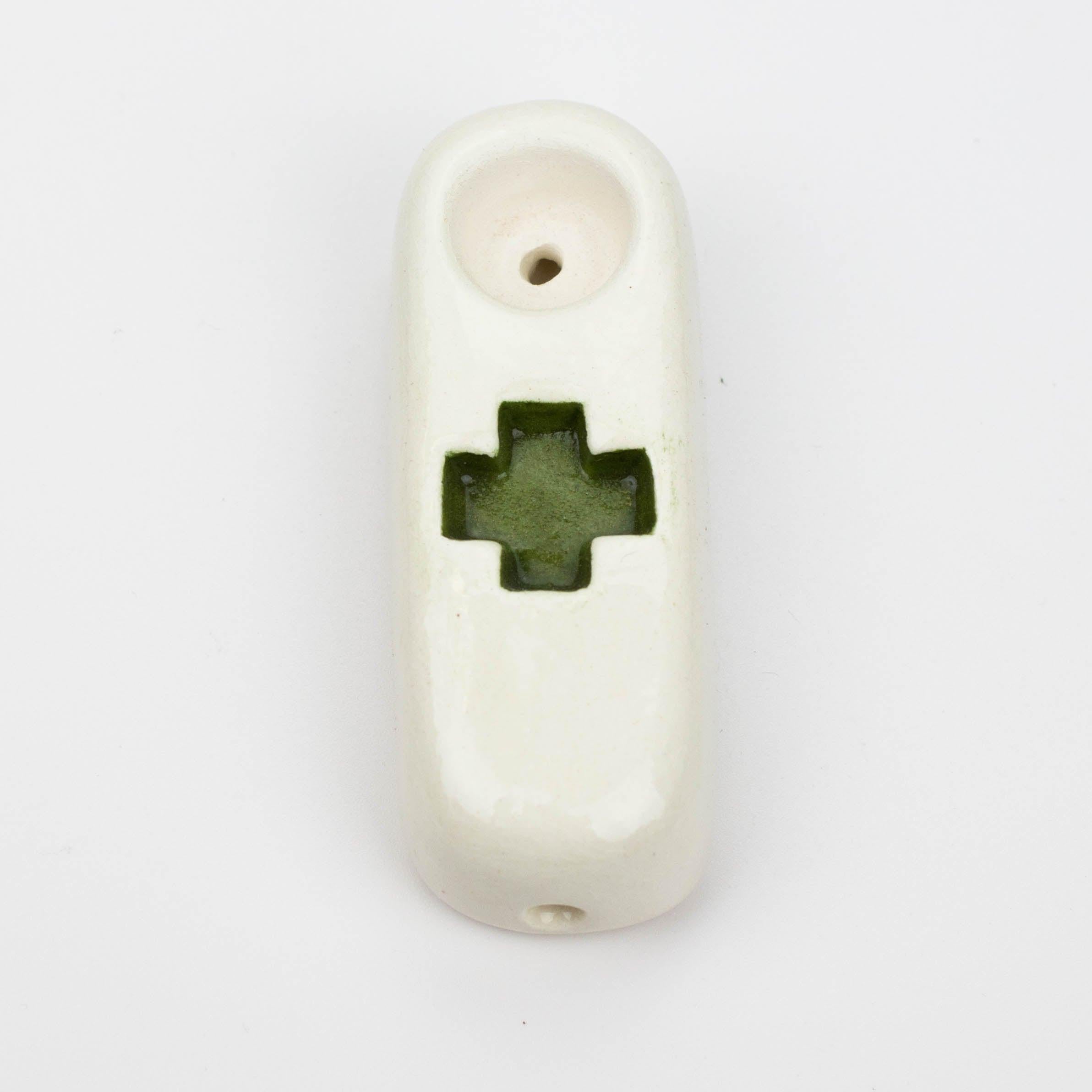 Handmade Ceramic Smoking Pipe [Green Cross]
