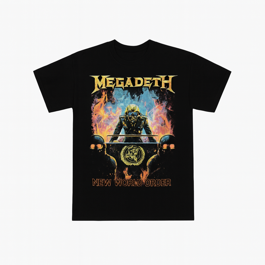 Megadeth | “New World Order” Short Sleeve Unisex Black T-Shirt – Officially Licensed Rock Band Tee Main image