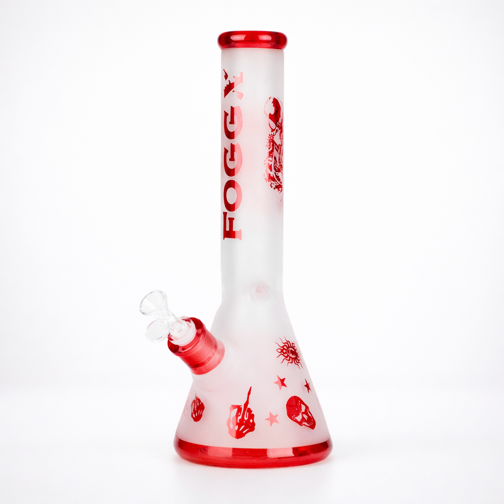 FOGGX | 14" Sandblasted Frosted Small Skull Beaker Glass Water Pipe – 7mm Thick [FT1649ATS]