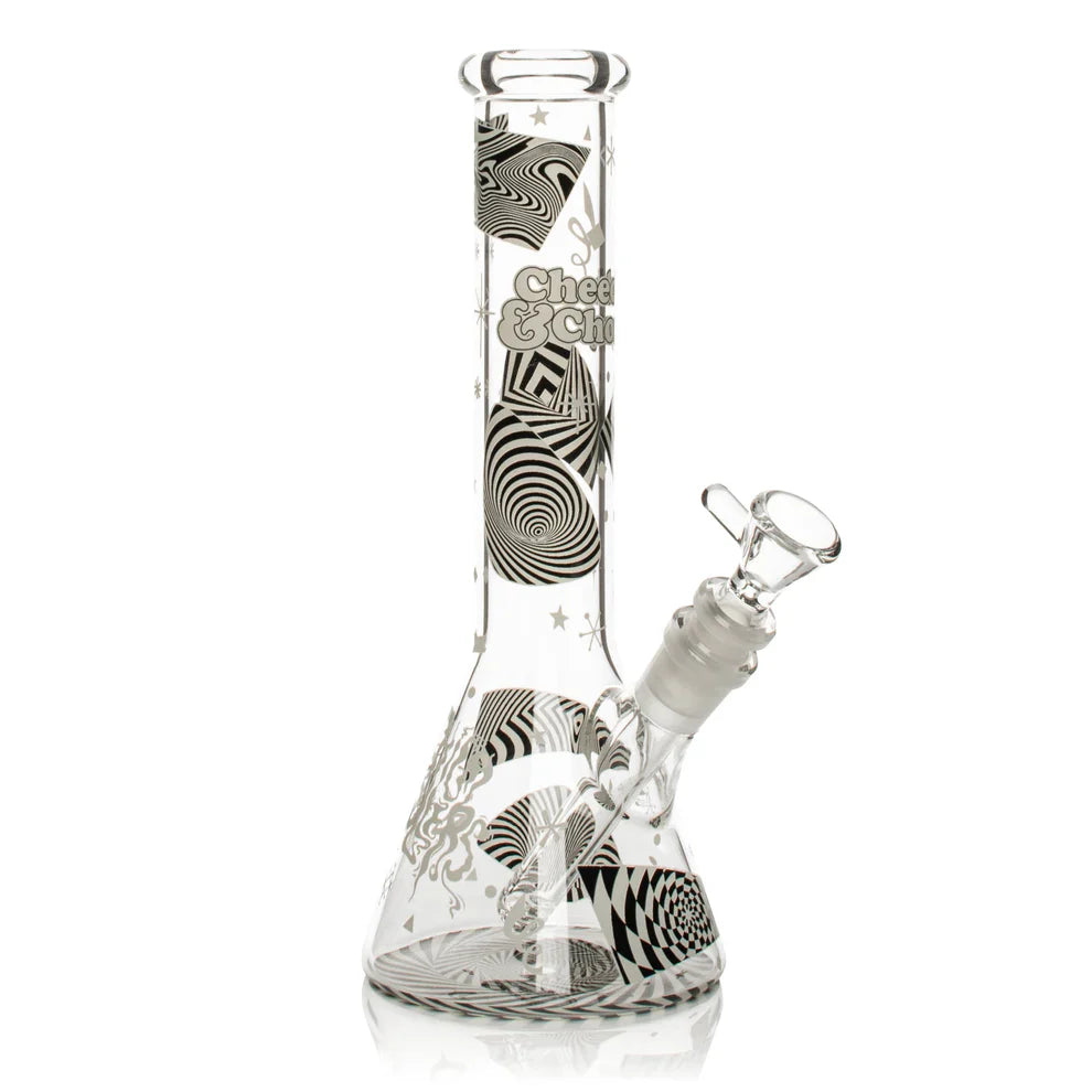 Cheech & Chong® Glass | 10" Optical Illusion Glow-in-the-Dark Water Pipe [CC172] Main image