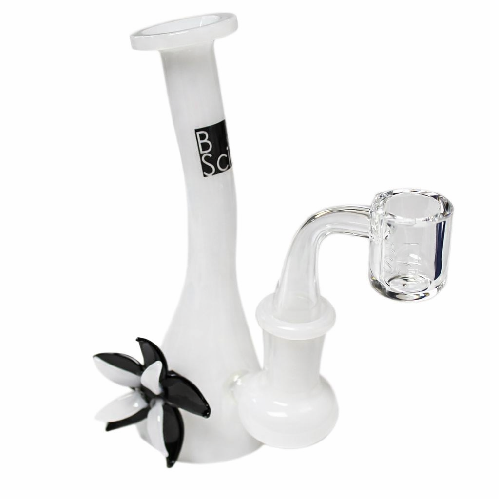 BoroSci | 5.5" Bent Neck Flower Mini Beaker with Banger Glass Rig Secondary image