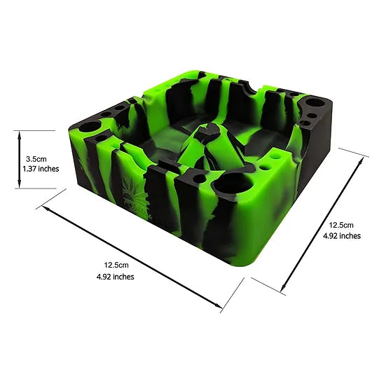 Herbhuggers | Premium Silicone Ashtray Featuring Center Tap Ash and Glassware Clearer with Accessory Organizing Slot Holders Secondary image