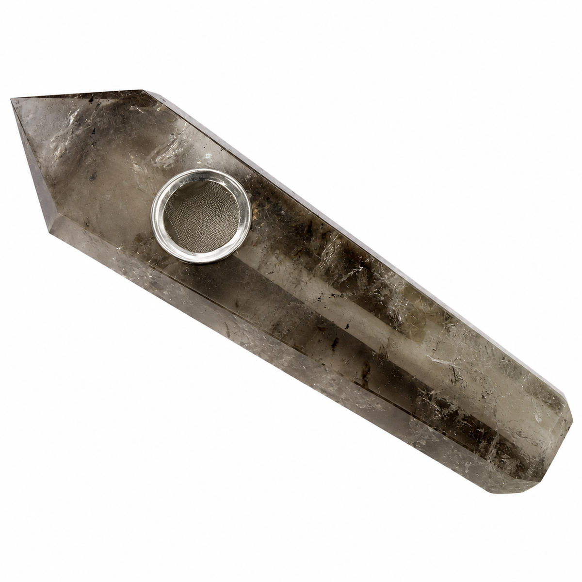 Acid Secs | Cracked Smokey Quartz Crystal Pipe with Choke Main image