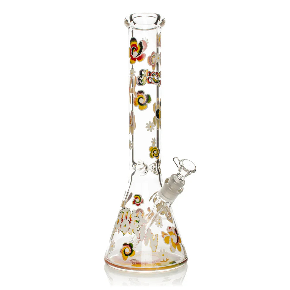 Cheech & Chong® Glass | 15" 7mm Thick Tie Dye Glow-in-the-Dark Water Pipe [CC169] Main image