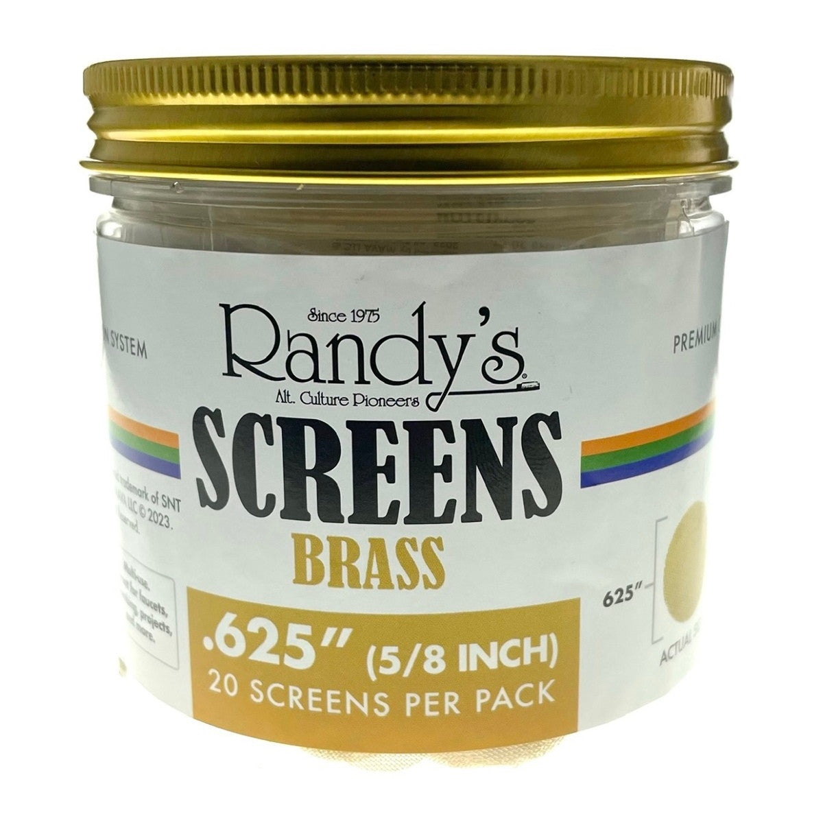 Randy’s® | 0.625" Screens – Jar of 20 (36 Jars / 720 Screens Total)