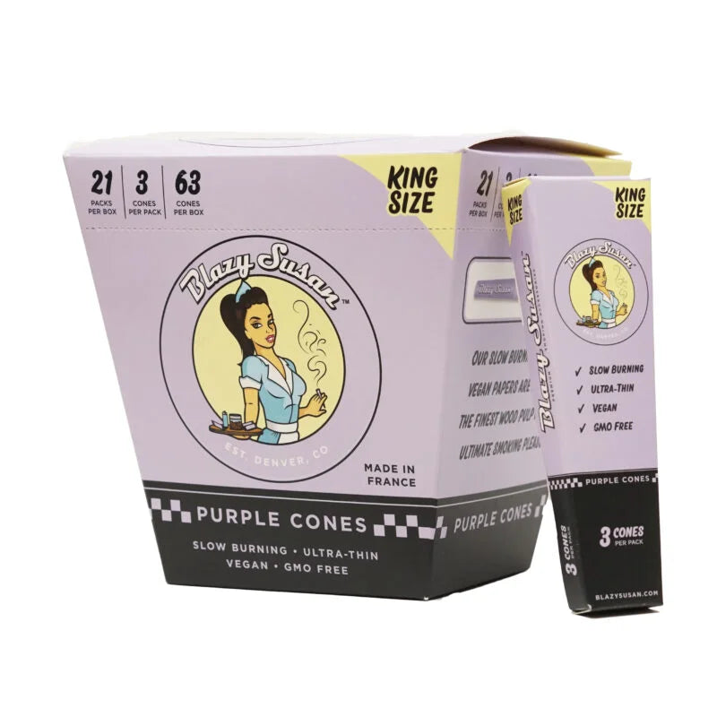 Blazy Susan | Purple King Size Cones Box of 21 Main image