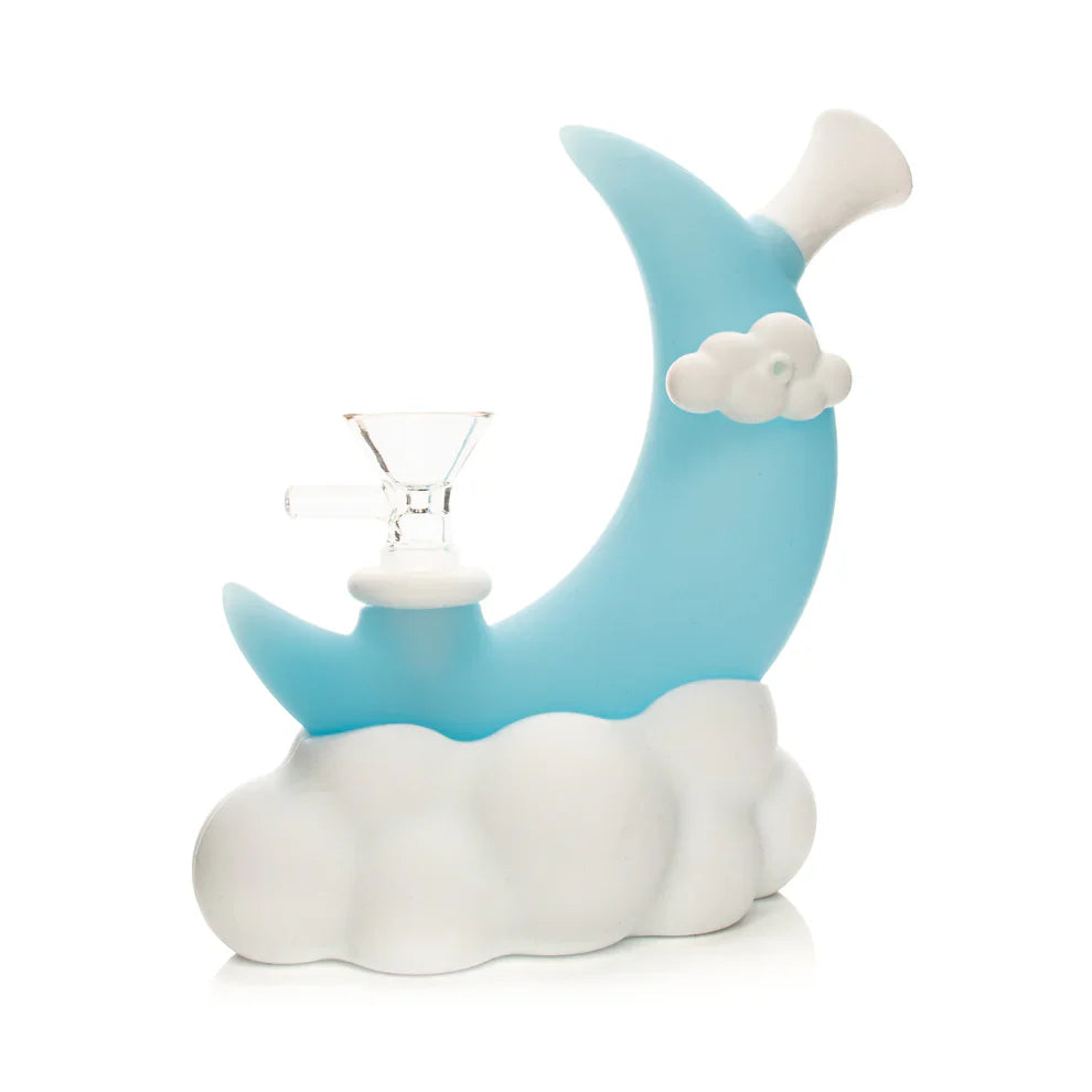 LIT® Silicone | 6.5" Glow-In-The-Dark Moon Water Pipe [TS216B] Main image