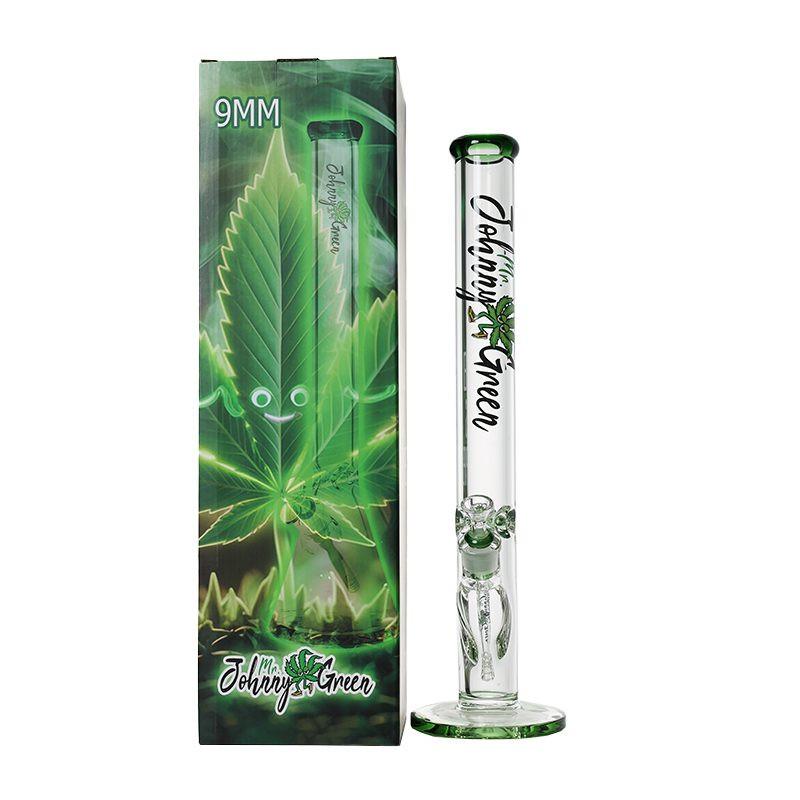 Johnny Green | 20″ 9mm Straight Tube with Grid Percolator Slide – Green (MJG-014) Secondary image