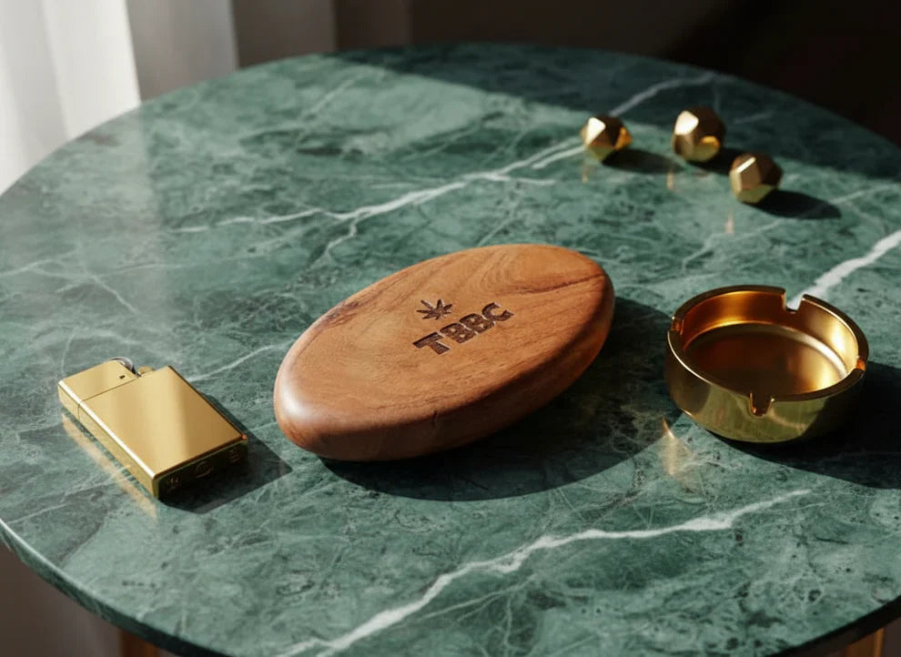 TBBC | Natural Hardwood oval Rolling Tray