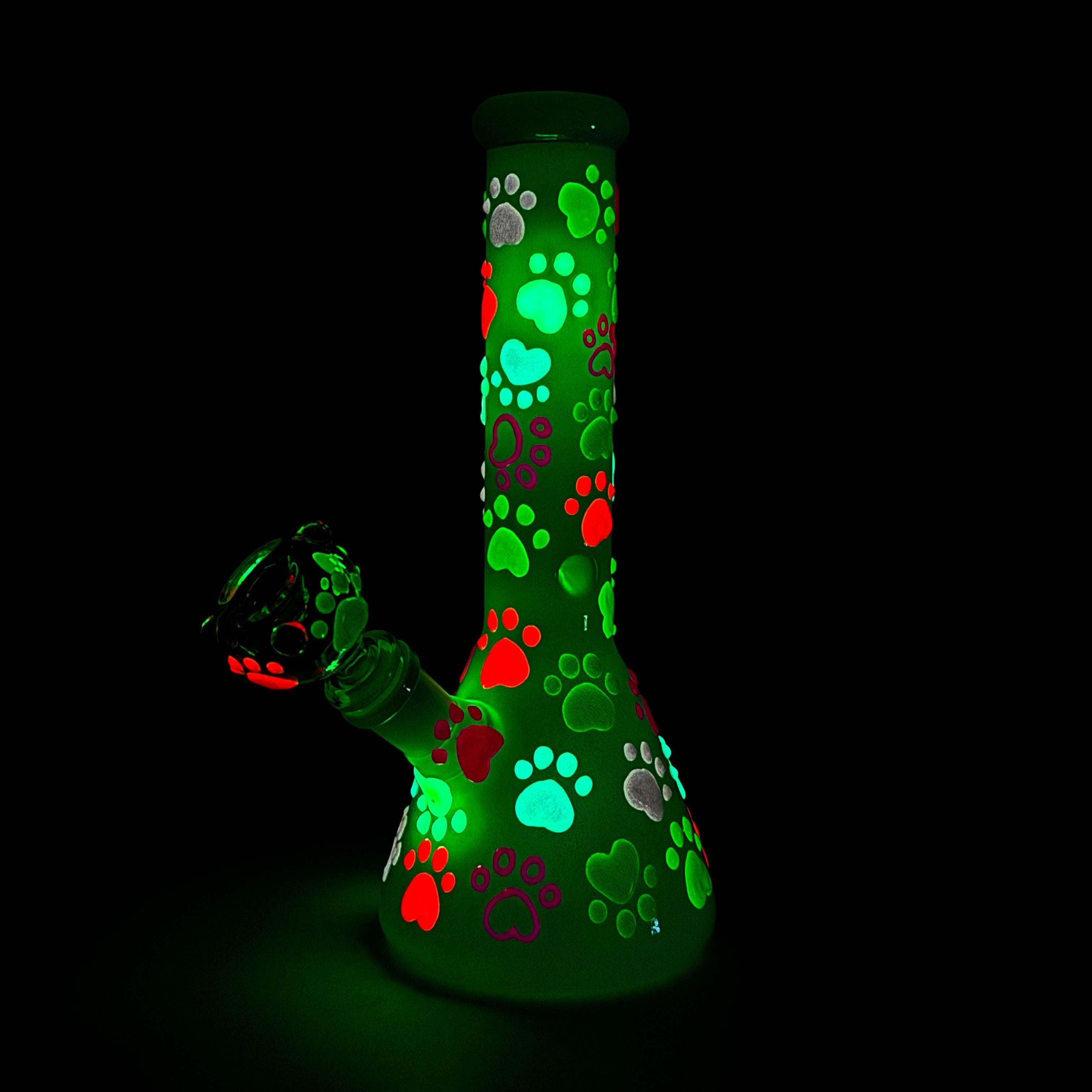 10" 3D Glass Bong With My Pet Design – Glow in the Dark