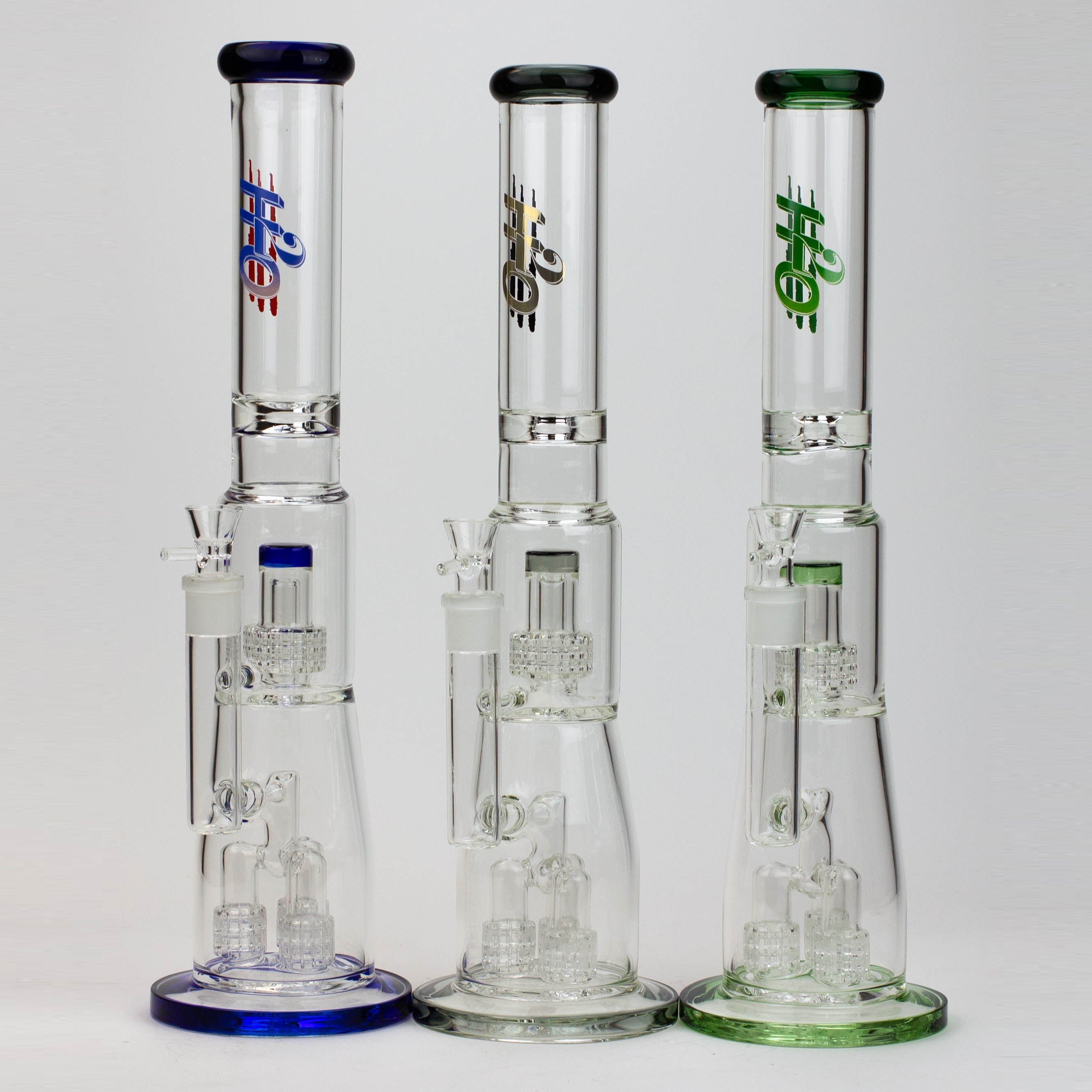 17.5" H2O glass water bong with shower head percolator [H2O-5003] Main image