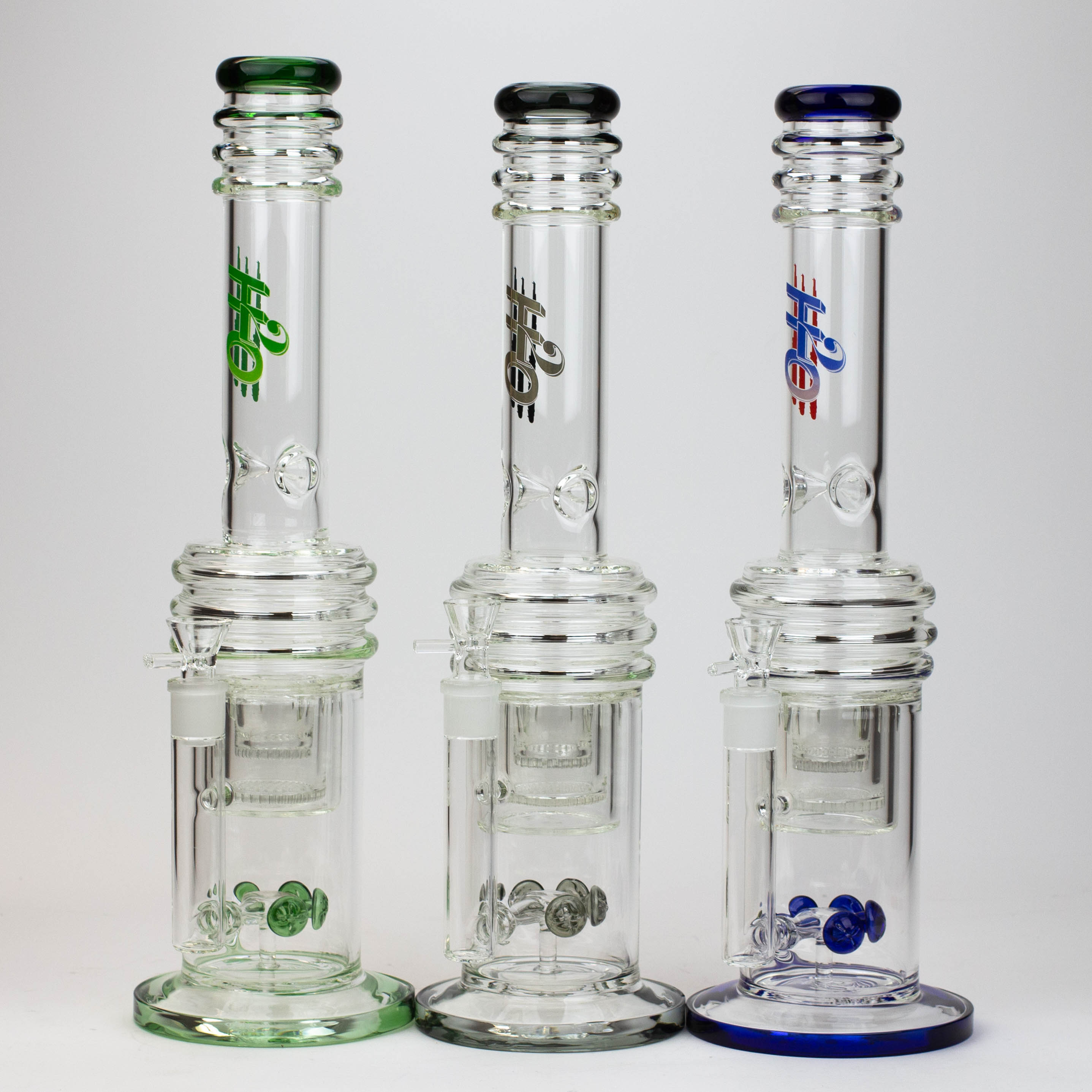 17" H2O glass water bong with double layer honeycomb [H2O-5005] Main image