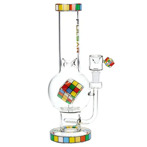 Pulsar® | 13" Rubik’s Cube Double Perc Glass Bong [WP849] Main image